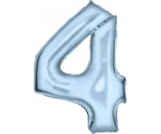 AMSCAN folijos balionas numeris 4 satininis pastelinis mėlynas 86cm supakuotas 9917336