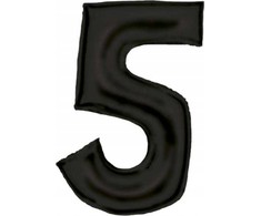 AMSCAN folijos balionas numeris 5 satino juodas 86cm N34 supakuotas 9917307