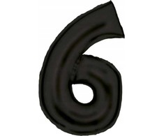 AMSCAN folijos balionas numeris 6 satino juodas 86cm N34 supakuotas 9917308