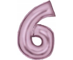 AMSCAN folijos balionas Nr. 6, satininis pastelinis rožinis, 86 cm, supakuotas 9917328