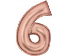 AMSCAN folijos balionas numeris 6 satino rožinis auksas 86cm 9917318