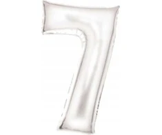 AMSCAN folijos balionas numeris 7 satino baltas 86cm 9917299