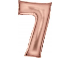 AMSCAN folijos balionas numeris 7 satino rožinis auksas 86cm 9917319