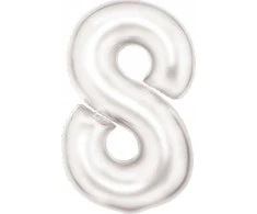 AMSCAN folijos balionas numeris 8 satino baltas 86cm 9917300