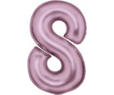 AMSCAN folijos balionas numeris 8 satininis pastelinis rožinis 86cm supakuotas 9917330