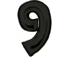 AMSCAN folijos balionas numeris 9 satino juodas 86cm N34 supakuotas 9917311