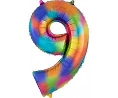 AMSCAN Balon foliowy cyfra 9 tęczowy - 86 cm - 1 vnt. universalus