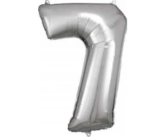 AMSCAN folijos balionas Didelis numeris 7 sidabrinis 57x86cm N34 supakuotas 9906292
