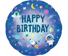 AMSCAN „Happy Birthday Cosmos“ folijos balionas – 46 cm – 1 vnt. universalus