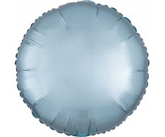 AMSCAN folijos balionas Luster Pastel mėlynas apvalus 43cm 9914116