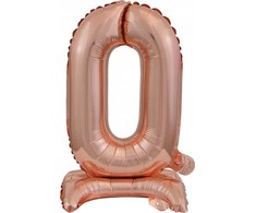 AMSCAN mini folijos balionas numeris 0 su pėda rožinio aukso 22x40cm 9911733