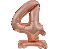 AMSCAN mini folijos balionas numeris 4 su pėda rožinio aukso 22x40cm 9911737