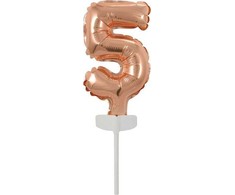 AMSCAN Mini folijos balionas numeris 5 rožinio aukso 7x12cm