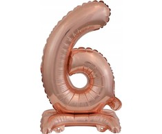 AMSCAN mini folijos balionas numeris 6 su pėda rožinio aukso 22x40cm 9911739