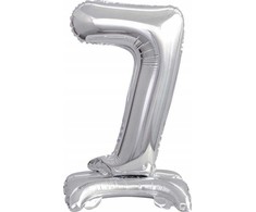 AMSCAN mini folijos balionas numeris 7 su sidabrine pėda 22x40cm 9911730