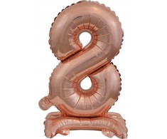 AMSCAN mini folijos balionas numeris 8 su pėda rožinio aukso 22x40cm 9911741