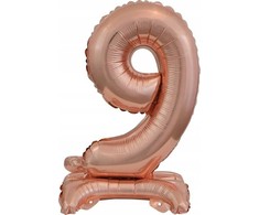 AMSCAN mini folijos balionas numeris 9 su pėda rožinio aukso 22x40cm 9911742