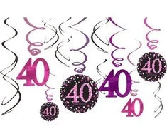 AMSCAN pakabinamos dekoracijos su spiralėmis - 40 dalių - 12 dalių universalios