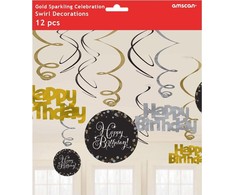 AMSCAN Pakabinama dekoracija suktukai Happy Birthday - 12 vnt. universalus