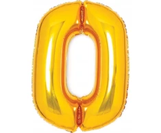 AMSCAN folijos balionas numeris 0 auksinis 47x66cm