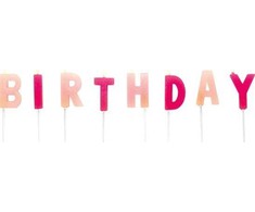 AMSCAN HAPPY BIRTHDAY gimtadienio žvakės, rožinės raidės 551763