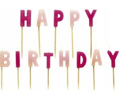 AMSCAN HAPPY BIRTHDAY gimtadienio žvakės, rožinės raidės 551763