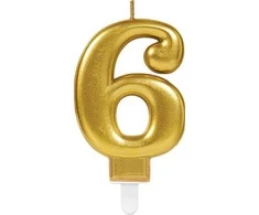 AMSCAN žvakė, aukso numeris 6 - 6, universali