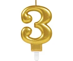 AMSCAN žvakė, aukso numeris trys - 3, universali