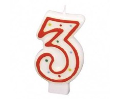 Amscan Torto žvakutė nr. 3, 7,3 cm