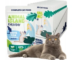 Drėgnas Kačių Maistas - Animal Island Kasdieniai Baltos Žuvies Filė 12 x 85g