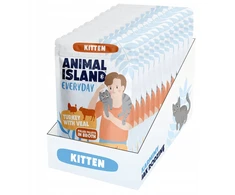 ANIMAL ISLAND Everyday Kitten kalakutiena with veal Box – šlapias kačių maistas – 12x85g
