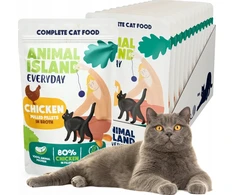 Drėgnas Kačių Maistas - Animal Island kasdieniai vištienos filė sultinyje 12x85g