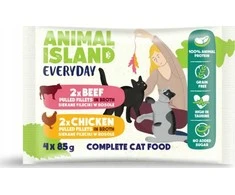 Drėgnas Kačių Maistas - Animal Island Kasdienis Vištienos ir Jautienos Filė 4x85g