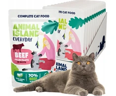 Drėgnas Kačių Maistas - ANIMAL ISLAND Kasdieniai Jautienos Filė Sultinyje 12 x 85g