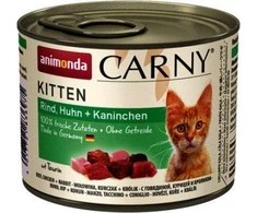Animoda Animonda Carny kitten 200g jaunų kačių konservai su jautiena, vištiena ir triušiena