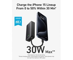 Anker Nano išorinė baterija 10000 mAh 30 W su integruotu USB-C laidu A1259