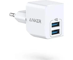 „Anker PowerPort Mini“ dvigubas sieninis įkroviklis, 2 vnt., kompaktiškas USB įkroviklis, 2,5 A galia