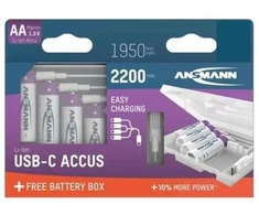 Ansmann 1312-0044 Li-Ion baterijos AA tipo 2200, 4 vnt., su dėžute