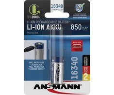 Ansmann 16340 Li-Ion Akku 850mAh 3,6V Micro USB įvestis 1300-0015
