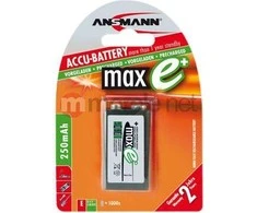 Akumuliatorius 6HR61 (E-Block, R22, 6R61, 6F22) 8.4V 300mAh Ni-Mh ANSMANN