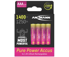 Ansmann Baterijos „Pure Power“ Li-Ion Micro AAA (1250 mAh) 1311-0034 rinkinys, 4 vnt.