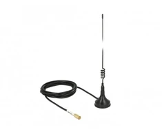 Delock WLAN 802.11 b/g/n antena SMB kištukas 2 dBi standi daugiakryptė su magnetiniu pagrindu ir jungiamuoju kabeliu RG-174 1,5 m outdoor juoda (89612)