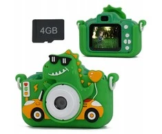 XREC X2 48MP skaitmeninis fotoaparatas 1080p vaikams su 5 MP3 žaidimais + 4 GB atminties kortele / XREC X2 / dinozauro žalios spalvos