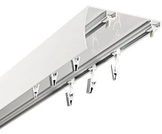 Decastyl PAKABINAMOSIOS LUBOS BĖGIAI SU DANGTELIU, PLATUS ATSTUMAS TARP BĖGIŲ 102 MM, SLANKIKLIAI SU SPAUSTUKAIS 500 CM, ALIUMININIAI BALTI DVEJETI KOWALSKI
