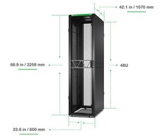 APC NetShelter SX Gen 2 - Tinklo spintelė - 2258 (A) x 600 (P) x 1070 (G) mm, su šonais - Pastatomi - Juoda - 48U - 48,3 cm (19") - Atitinka TAA standartus