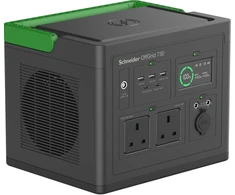 APC SE OffGrid nešiojama elektros stotis 730 – Li-Ion baterija, LCD ekranas, 2x JK kištukiniai lizdai, 3x USB-A, 2x USB-C, 3x 12 V, belaidis įkroviklis, AC, DC, 738 Wh, Power Delivery, Quick Charge 1.0, gryna sinusoidė, 200 W, 190–265 V