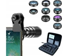 Apexel 12in1 rinkinio objektyvas 22x tele / Fisheye / Macro 15x / Wide 0,63x / Cpl filtras telefono išmaniajam telefonui Apexel / Apl-22xdg9