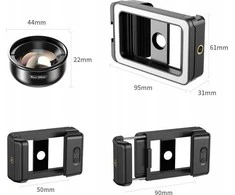 Apexel makro objektyvas, skirtas telefono išmaniajam telefonui 100 mm HD + LED lempa 40 / Cri 95+ / Apl-hb100fl23