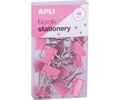 Apli dokumentų klipai APLI Nordik, 19 mm, 15 vnt, dėžutė su pakabukas, pastel- spalvų derinys