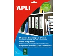Lipnios etiketės Apli 1233, A4, 190x38mm, 25 lapai, baltos spalvos